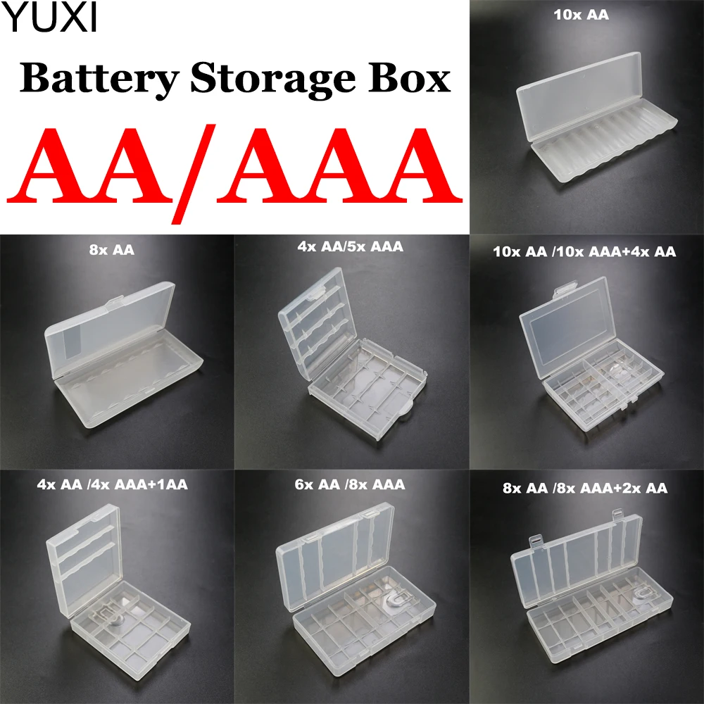 

1PCS Semi-Translucent Hard Plastic AA AAA Case Cover Holder AA / AAA Battery Storage Box Container For 2 4 8x AA AAA Batteries