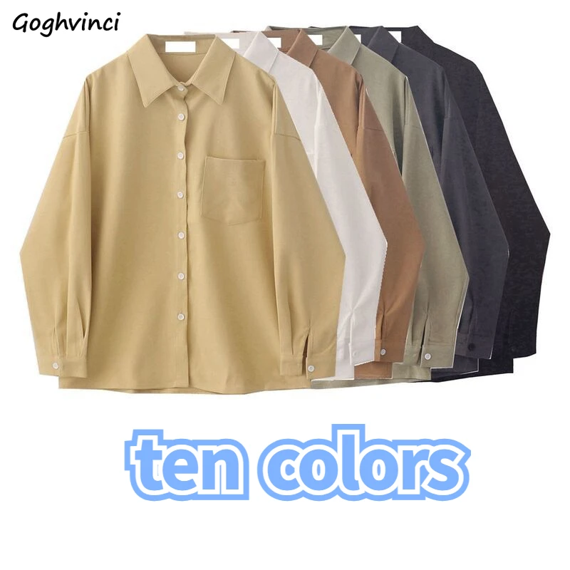 

Corduroy Shirts Women Simple Basic Pockets New Design All-match Unisex Camisas De Mujer Fashion Ins Cozy Casual Korean College