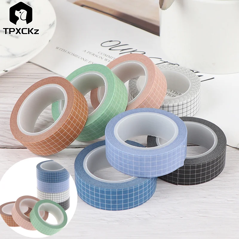 

Color Decor Grid Japanese Paper Tape Set For Planner Scrapbooking Adhesive Tapes Stickers Decorative Stationery Tapes