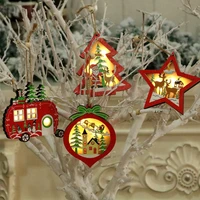 christmas tree hanging pendant wooden led light ornaments christmas garland home decoration noel navidad decor 2023 new year