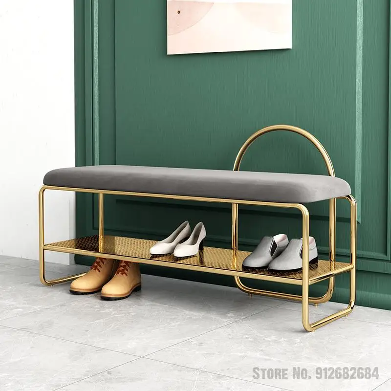 Железный модный стул светильник обуви роскошная мебель для коридора мягкая