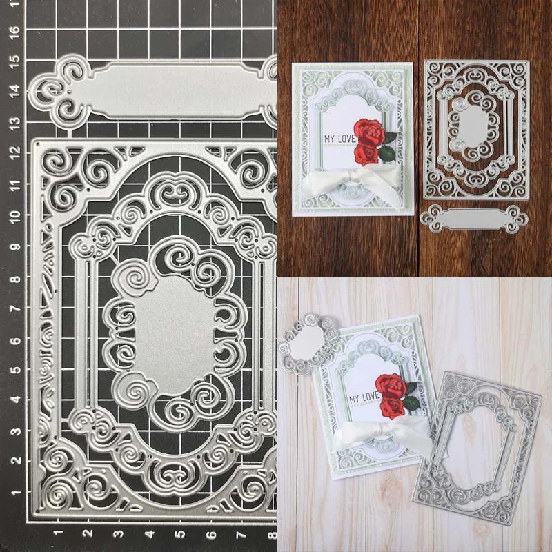 

Lace Frame Cutting Dies Cut Stencils Card Paper Craft DIY Template Metal Cutting Dies Album Embossing Scrapbooking