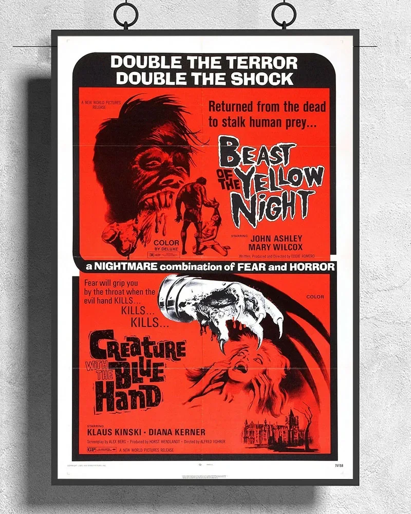 L393 ЖЕЛТЫЙ НОЧЬ фильм Grindhouse ужас шелковая ткань плакат художественный декор