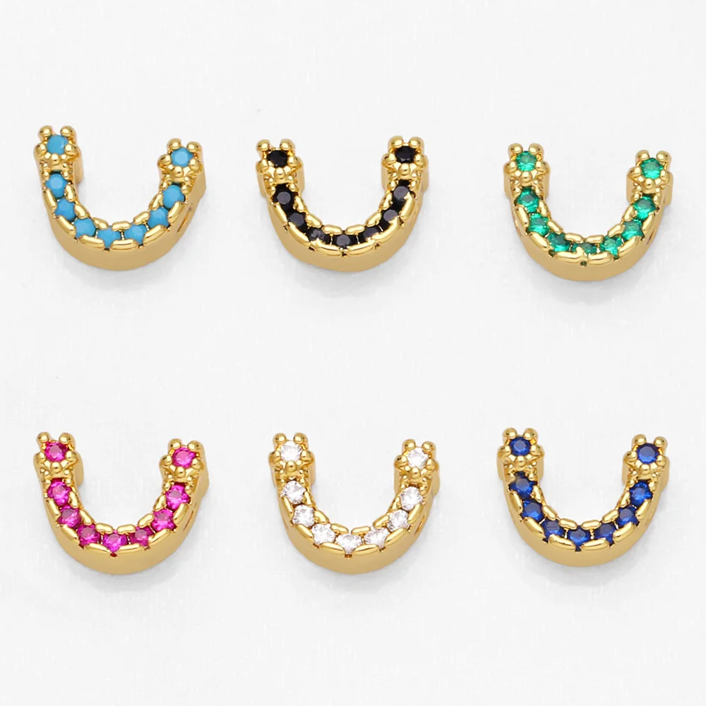 

OCESRIO Multiple Color U Shape Charms for Jewelry Making Horseshoe & Lucky CZ Copper Gold Plated Jewelry Accessories chma164