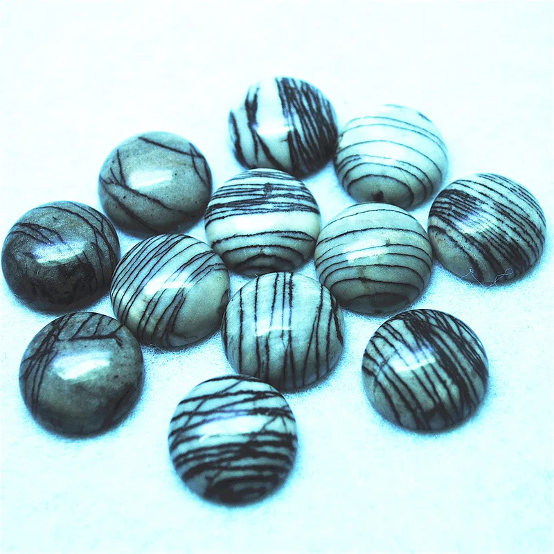 

5PCS Nature Line Jasper Stone Cabochons Round Shape No Hole Size 20MM Loose DIY Beads Accessories Free Shipping