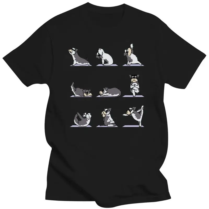 

New Custom Miniature Schnauzer Yoga T shirt Cute dog Tee Shirt Male 2021 2021 Unique Design For Man 100% Cotton Clothes