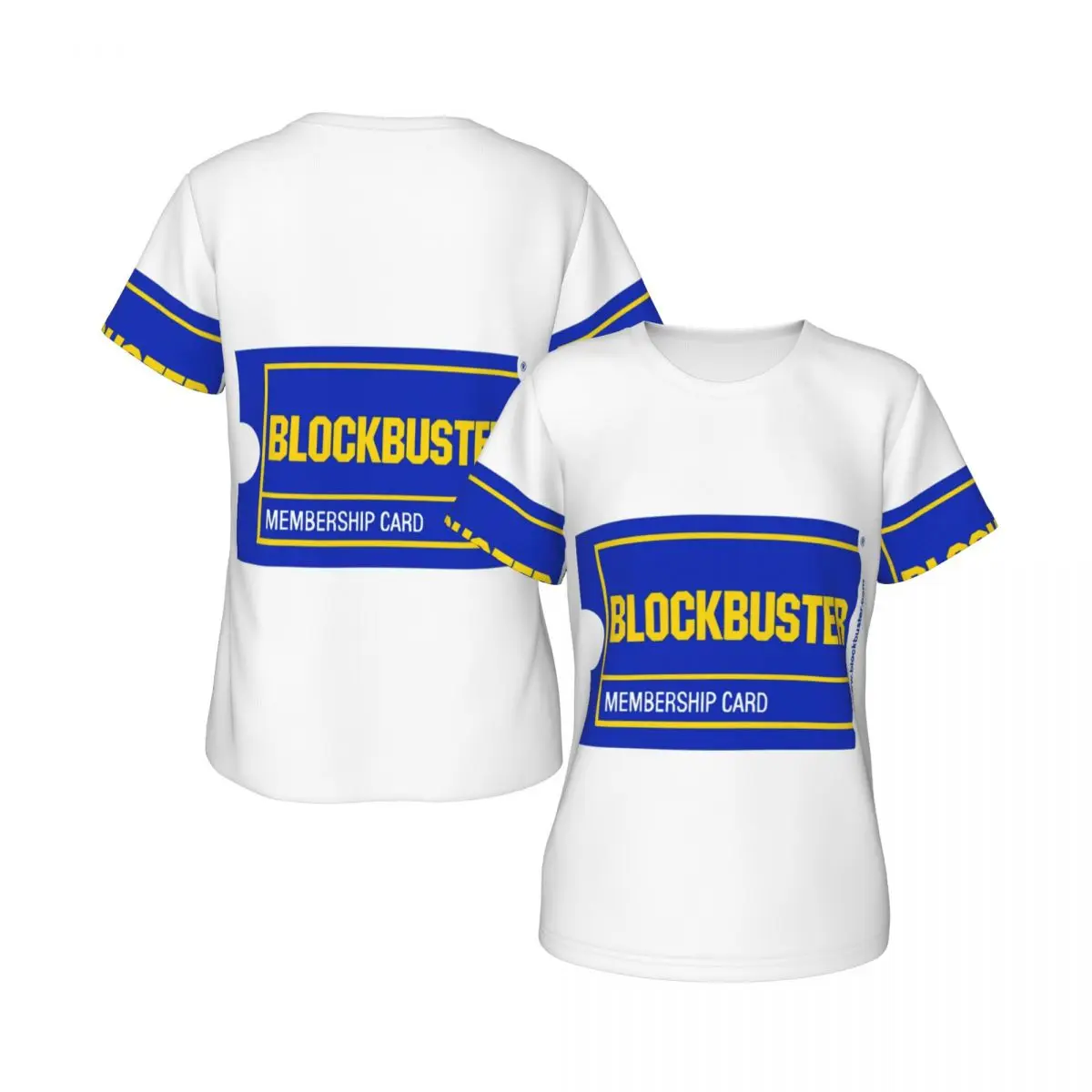 Фото Футболка с принтом Blockbuster Membership Card, женская, с коротким рукавом, круглым вырезом, уличная одежда, хлопок, летние футболки, уличный стиль №4