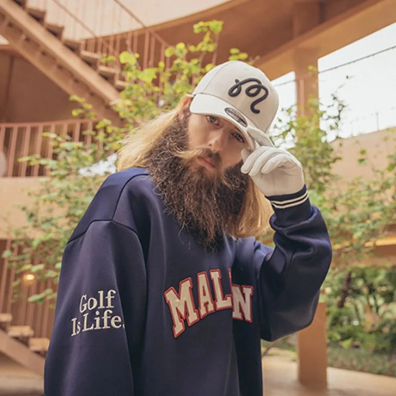 Men's Golf Long Sleeve Drop Shoulder Pullover Sweatshirt Letter Print Graphic Crewneck Long Sleeve Pullover