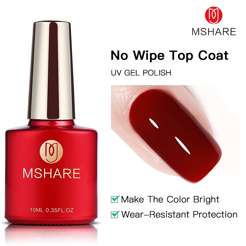 

MSHARE 10ML Base Coat No Wipe Top Coat Primer UV Gel Nail Art Reinforcement Manicure Nail Gel Polish UV LED Nail Varnish