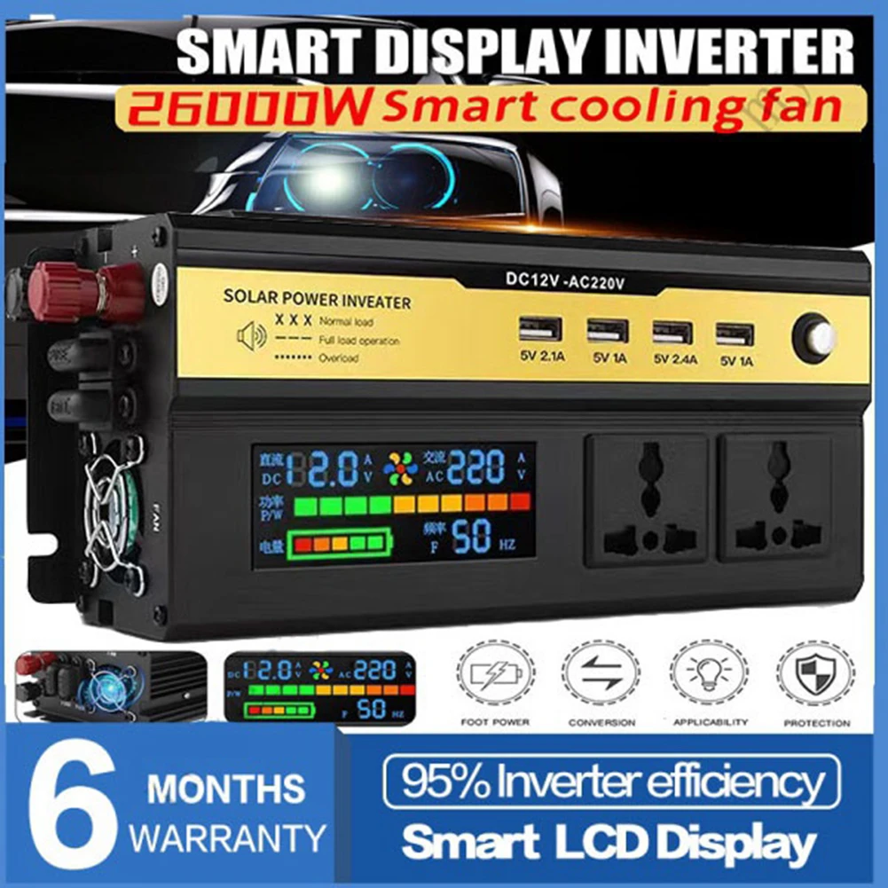 

500W Sine Wave Inverter High Power Car Inverter Solar Inverter 12V/24V-220V Car Accessories Battery Displays Smart Displays