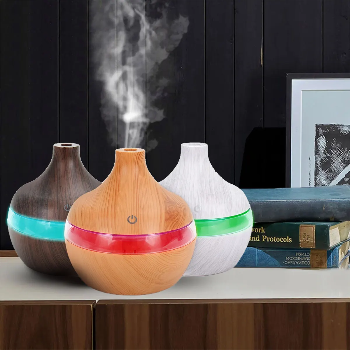 

L Essential Oil Diffuser 300ml Mist Humidifier with 7 Colors Night Light Ultrasonic Aromatherapy Diffuser Quiet Cool Mist