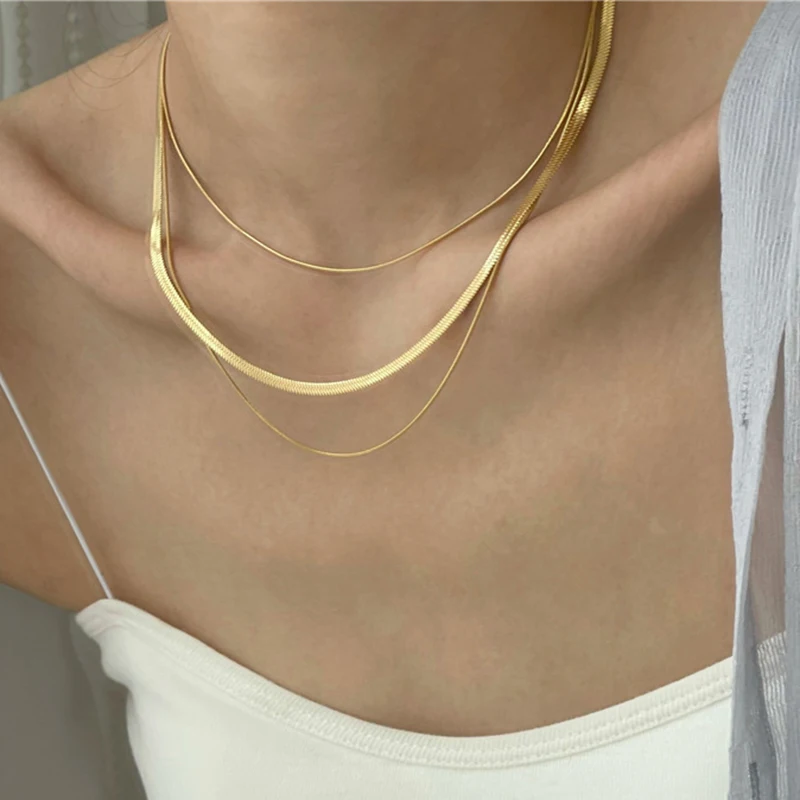 

Женская цепочка со змеиным плетением, золотистая цепочка из нержавеющей стали, подарочное Ювелирное Украшение для вечеринки