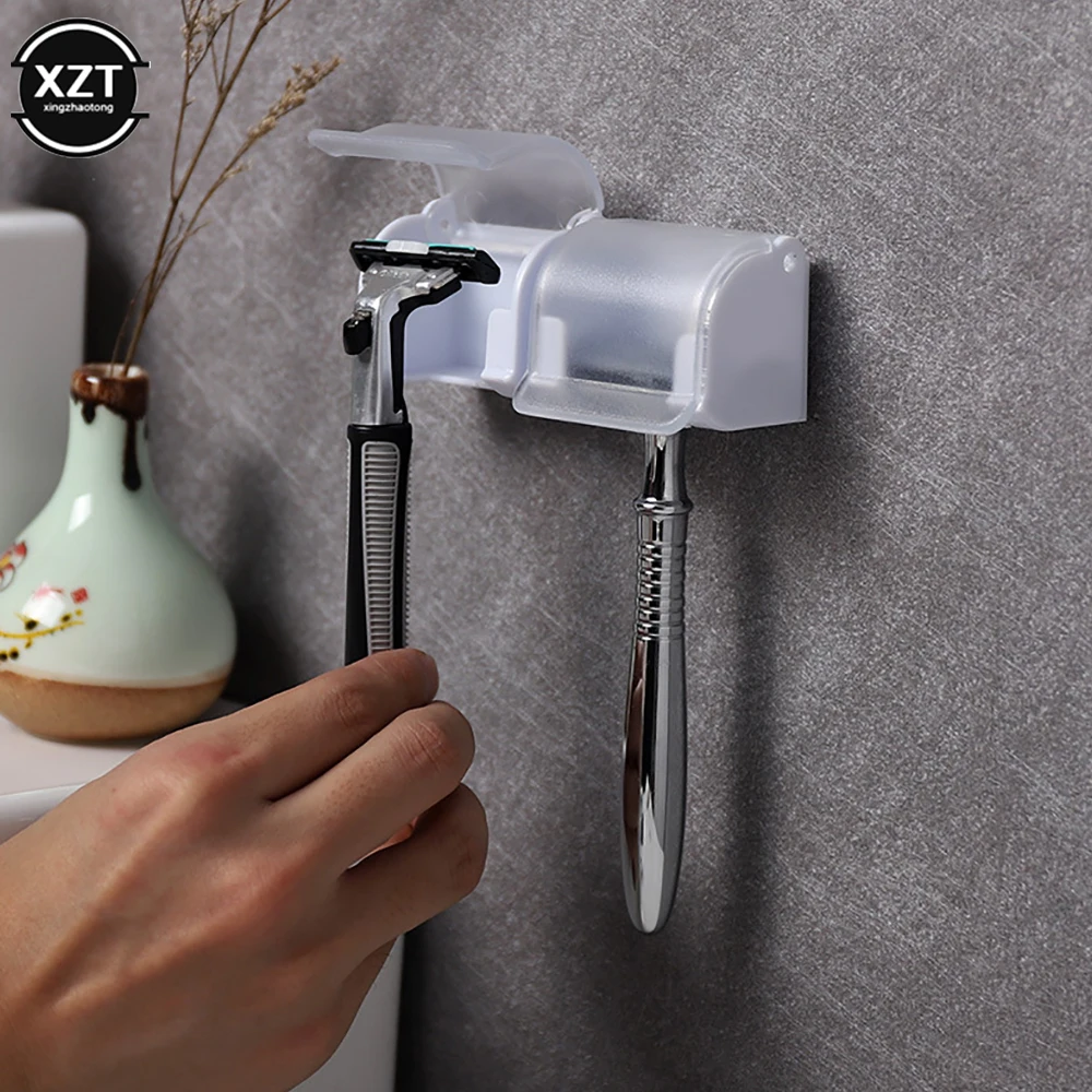 Razor Brush Blade Holder Storage Bathroom Wall Sucker Suction Cup Hook Stand Hanger Rack Shelf Dust Accessory Plastic
