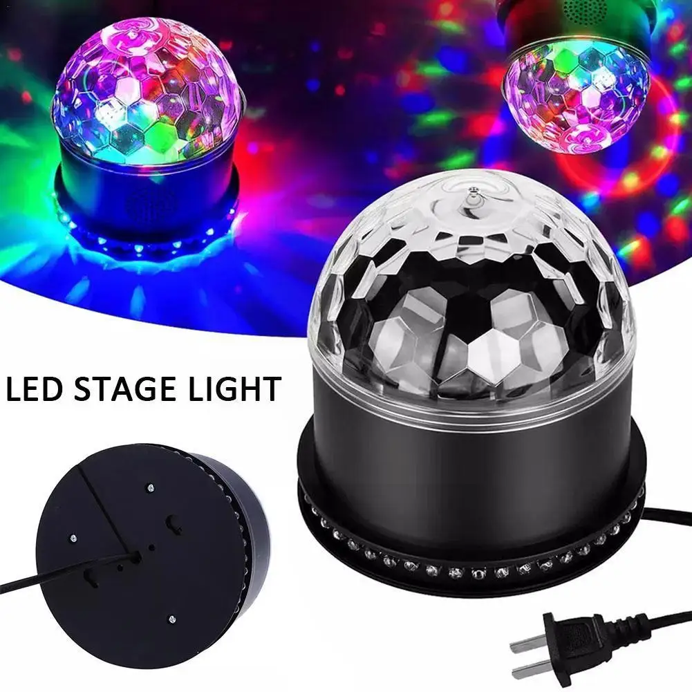 

LED Disco Crystal Rotating Light 6 Color Stage Projector Control Lamp Remote With Music Lights Party Control Y1C8