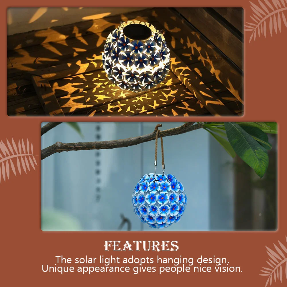 

Solar Flower Ball Light Outdoors Solar Lights Blue Hydrangea Lamp Ornament Bouquet Polysilicon Panel Design Garden Hanging Decor