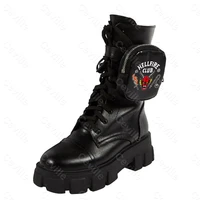 stranger things hellfire club sneakers women autumn boots pocket buckle strap ankle boots goth chunky rubber boots leather shoe