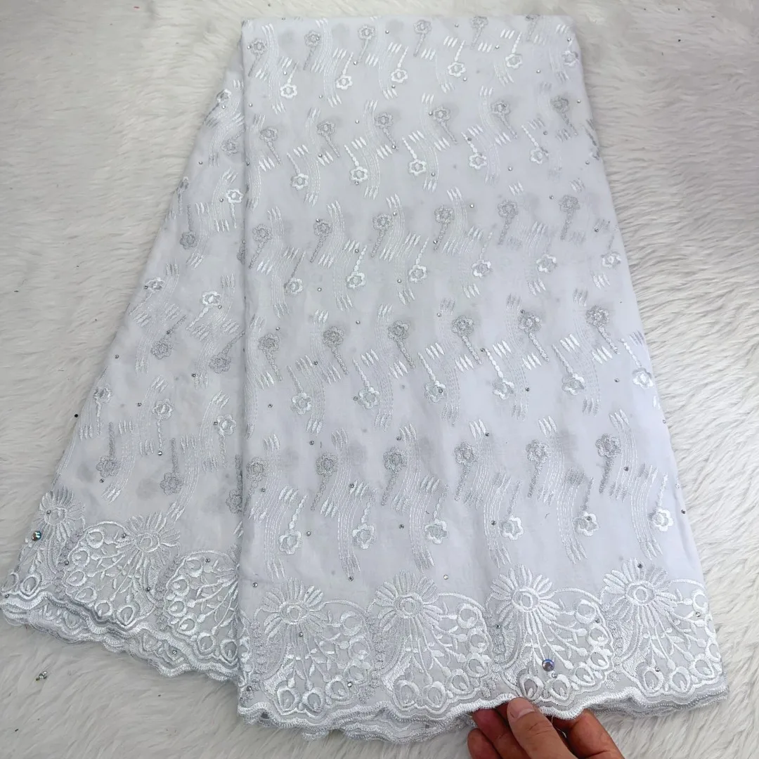 5 ярдов швейцарская ткань 2023 новейшая африканская вышивка бисером 100% хлопок