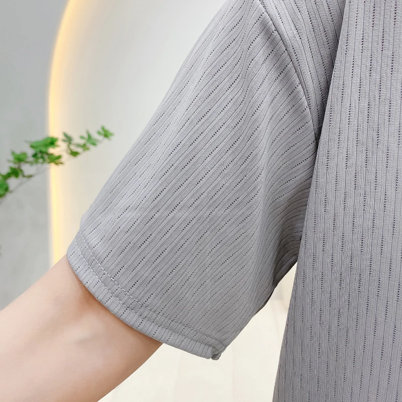 2023 New Pajamas Women's Summer Short-sleeved Cardigan Korean Style Comfortable and Cute Home Suit Loungewear with Round Neck