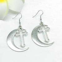 women beautiful vintage silver moon cross earrings handmade earrings charm earrings gifts for her boho earrings 2022