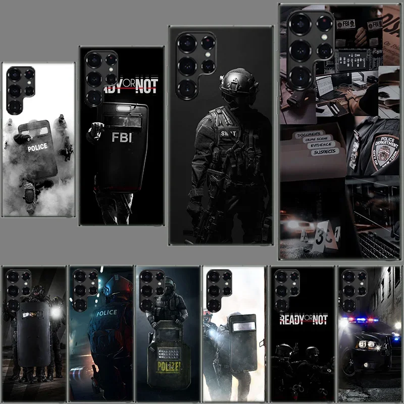 Полиция ФБР Прозрачный чехол для Samsung Galaxy S24 S23 S22 Ultra S21 S20 FE TPU Capa телефонные чехлы S10