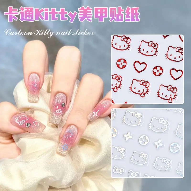 Стикеры для ногтей Hello Kitty Kawaii Sanrio милые аниме игрушки девочка сердце украшения