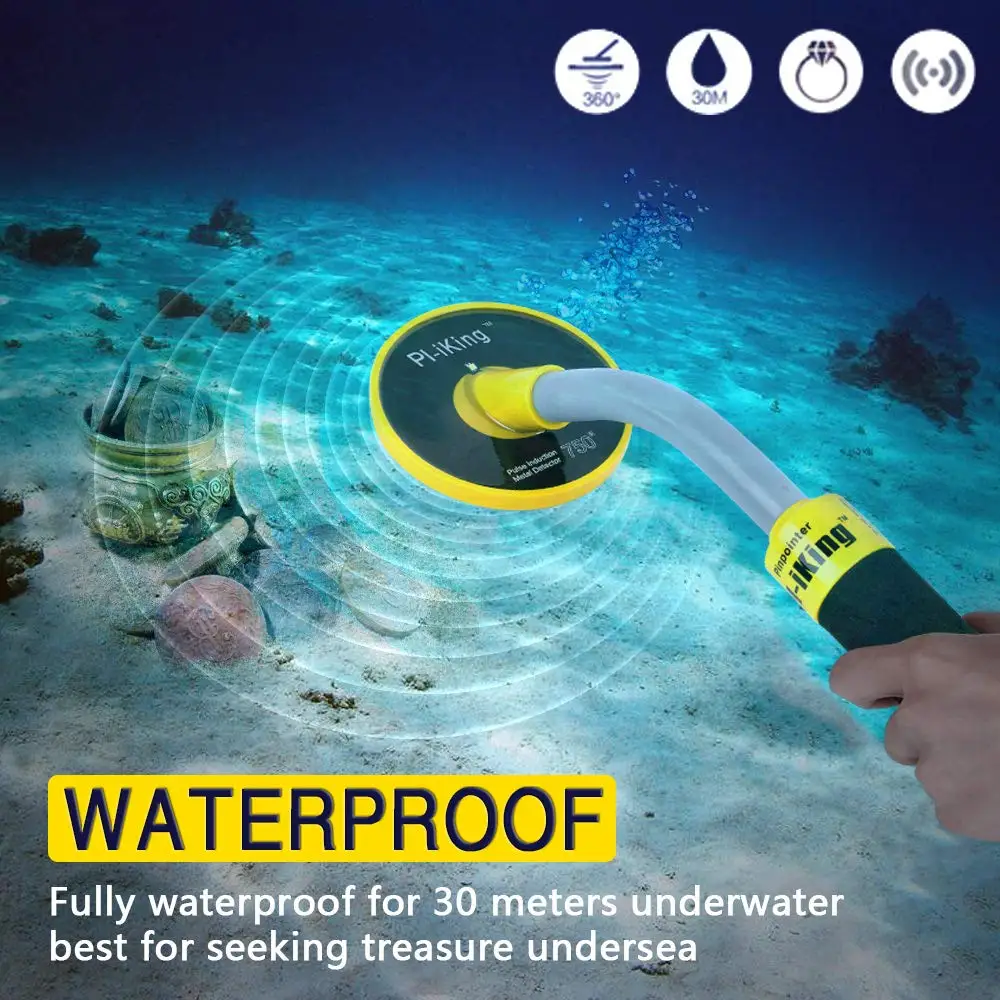 

750 Fully Waterproof Metal Detector 30m Underwater Diving Ocean Lake High Sensitivity Pulse Induction Hand Held Detector