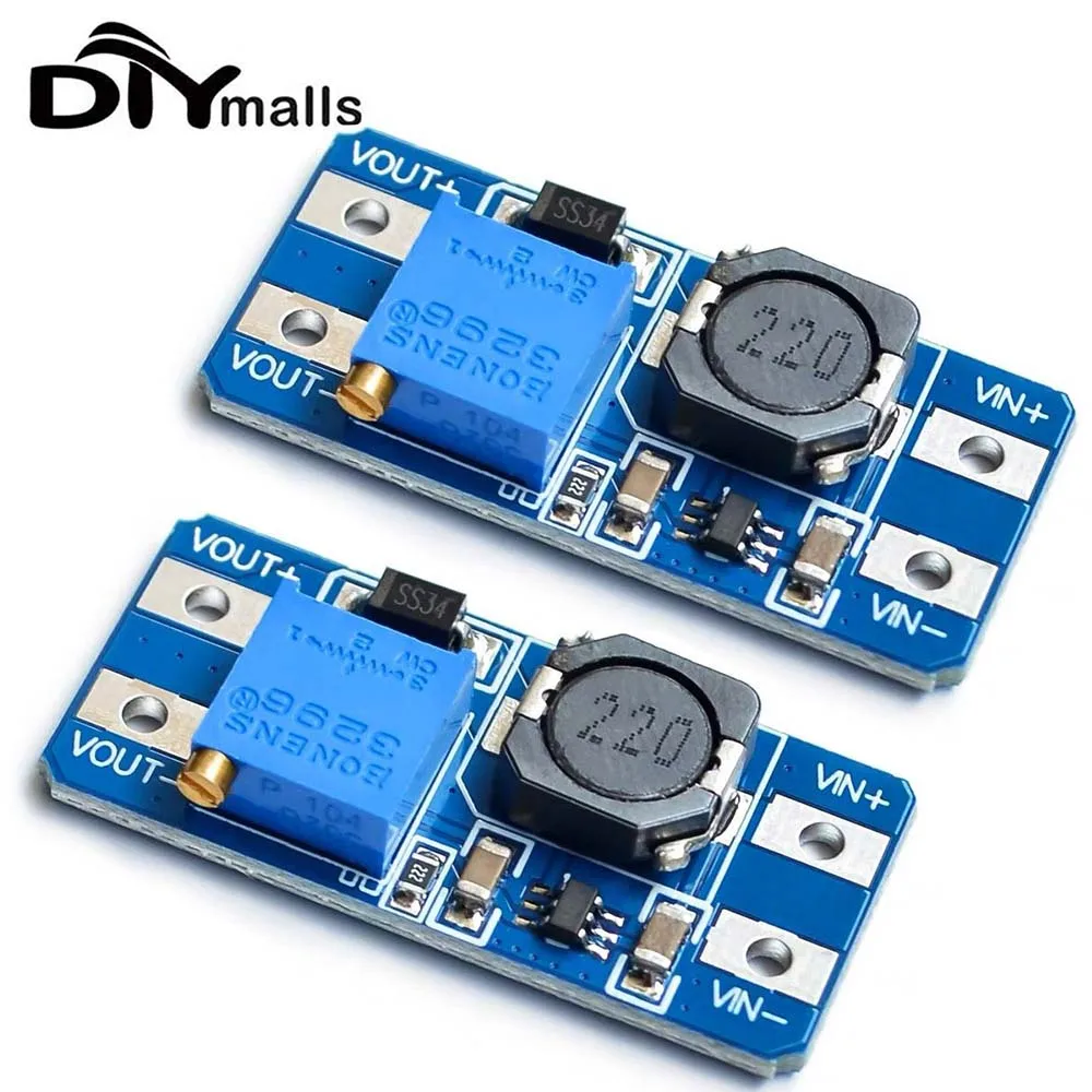 

2PCS MT3608 2A Max DC-DC Step Up Power Module Converter Booster Supply Power Module Boost Step-up Board for Arduino