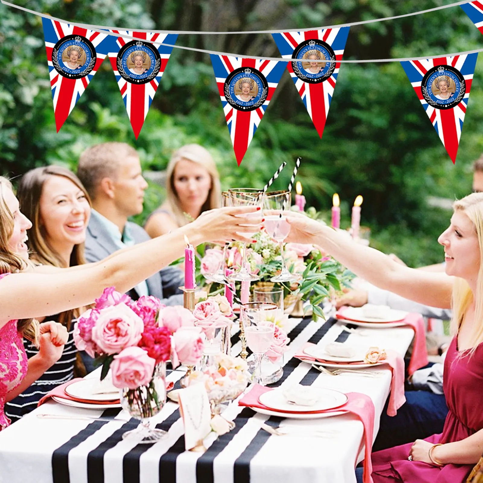 

United Kingdom Small String Pennant Pennants Union Jack Flags 70 Years Outdoor Banner Triangle Flags National Royal Decoration