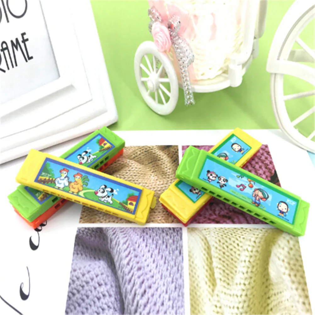 

Random Color Kids Cute Flower Wood Plastic 10Holes Harmonica Toy Fun Double Row Musical Early Educational Toy