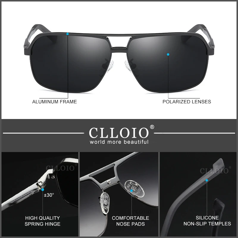 Очки солнцезащитные CLLOIO Мужские поляризационные качественные алюминиевые