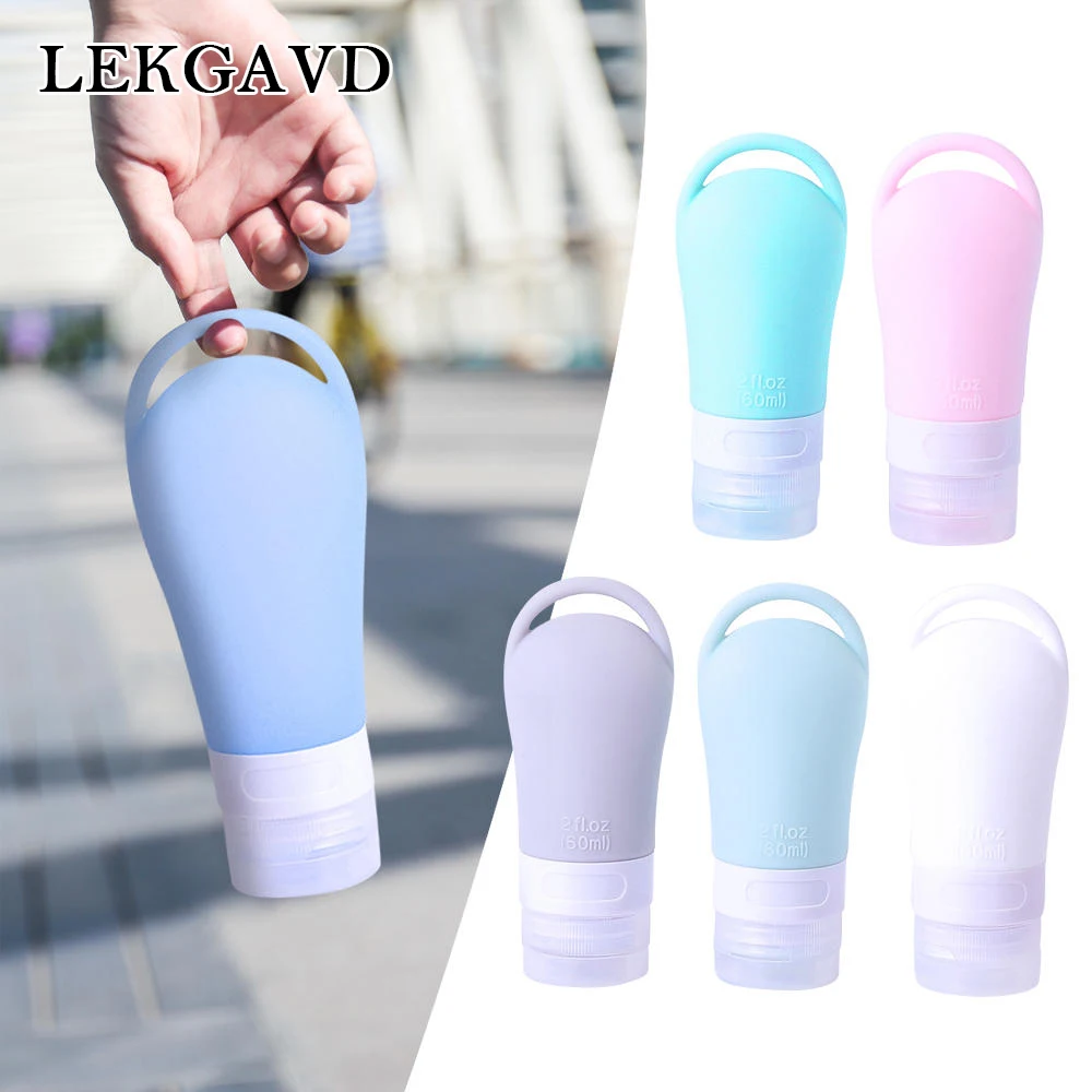 

Portable Silicone Refillable Bottle Empty Travel Cosmetics Container with Retractable Buckle for Cream Shampoo Liquid Lotion Gel
