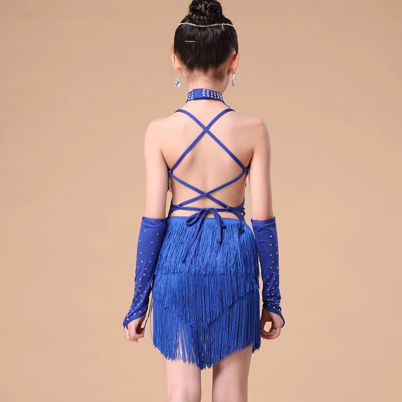 Детское платье для танго 3 цветов костюмы латиноамериканских танцев девочек