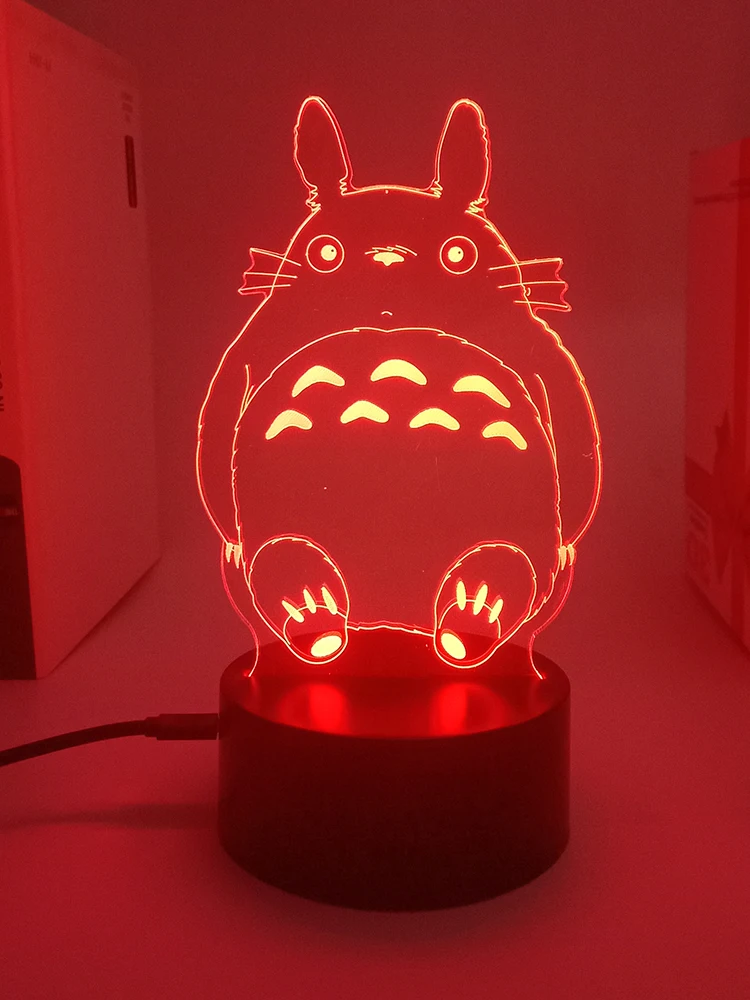 

Totoro для дома украшения ночник аниме фигурки декор комнаты светодиодная лампа манга светильник ночные этюды акриловые на батарейках прикро...