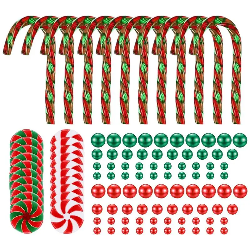 

Christmas Vase Filler Beads Vase Filler Decor Candy Cane 106pcs Floating Candy Christmas Party Decoration Christmas Pearl For