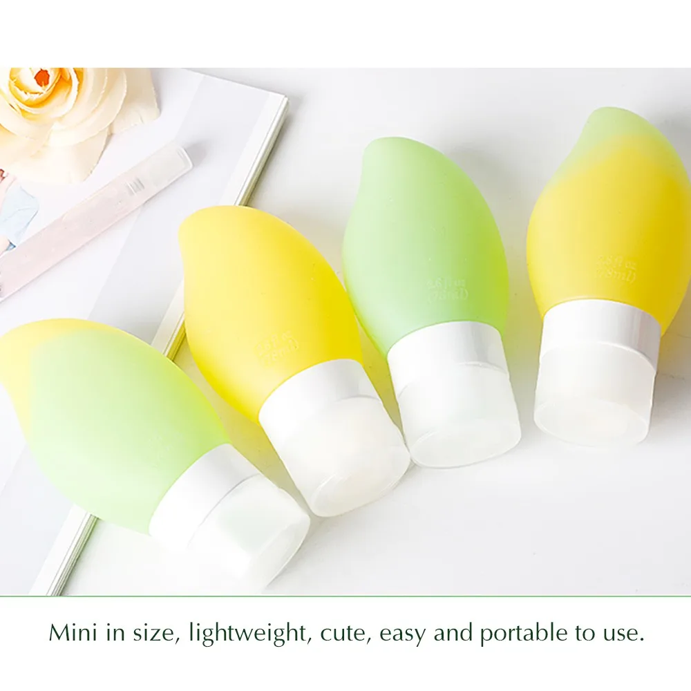 

78ml Mango Shaped Travel Bottle Set Leakproof Squeezable Silicone Bottles Kit