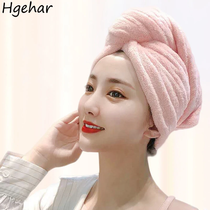 

Women Quick-dry Hair Towels Bath Hat Microfiber Solid Color Towel Cap Super Absorption Turban for Adults Toallas Shower Bathroom