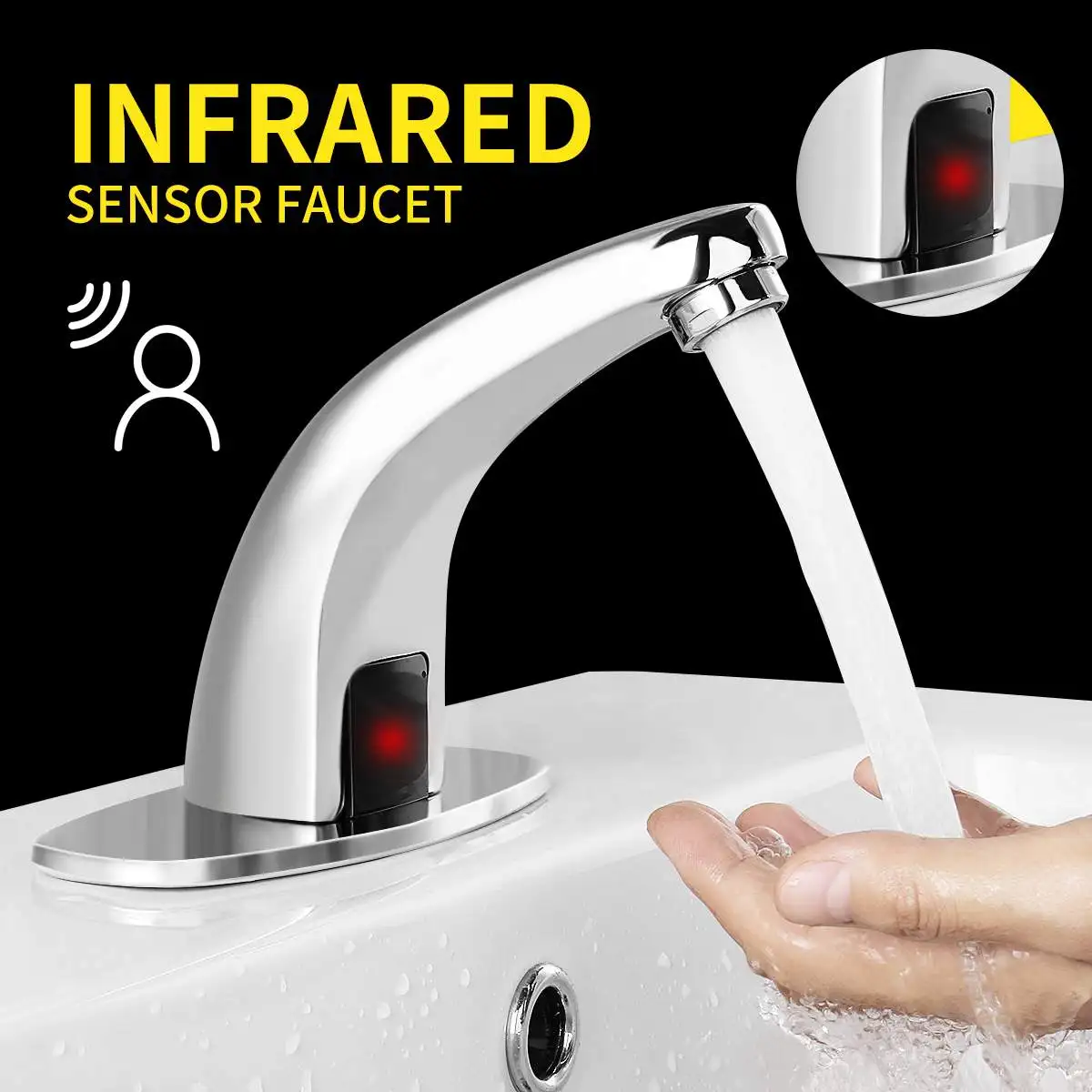 

Bathroom Automatic Touch Free Infrared Sensor Faucets Touchless Water Saving Inductive Electric Water Tap Mixer Power
