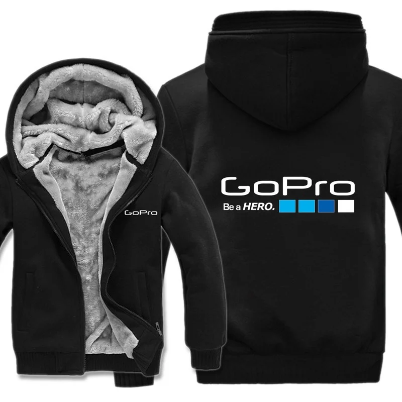 

Толстовка мужская зимняя с капюшоном и логотипом Gopro