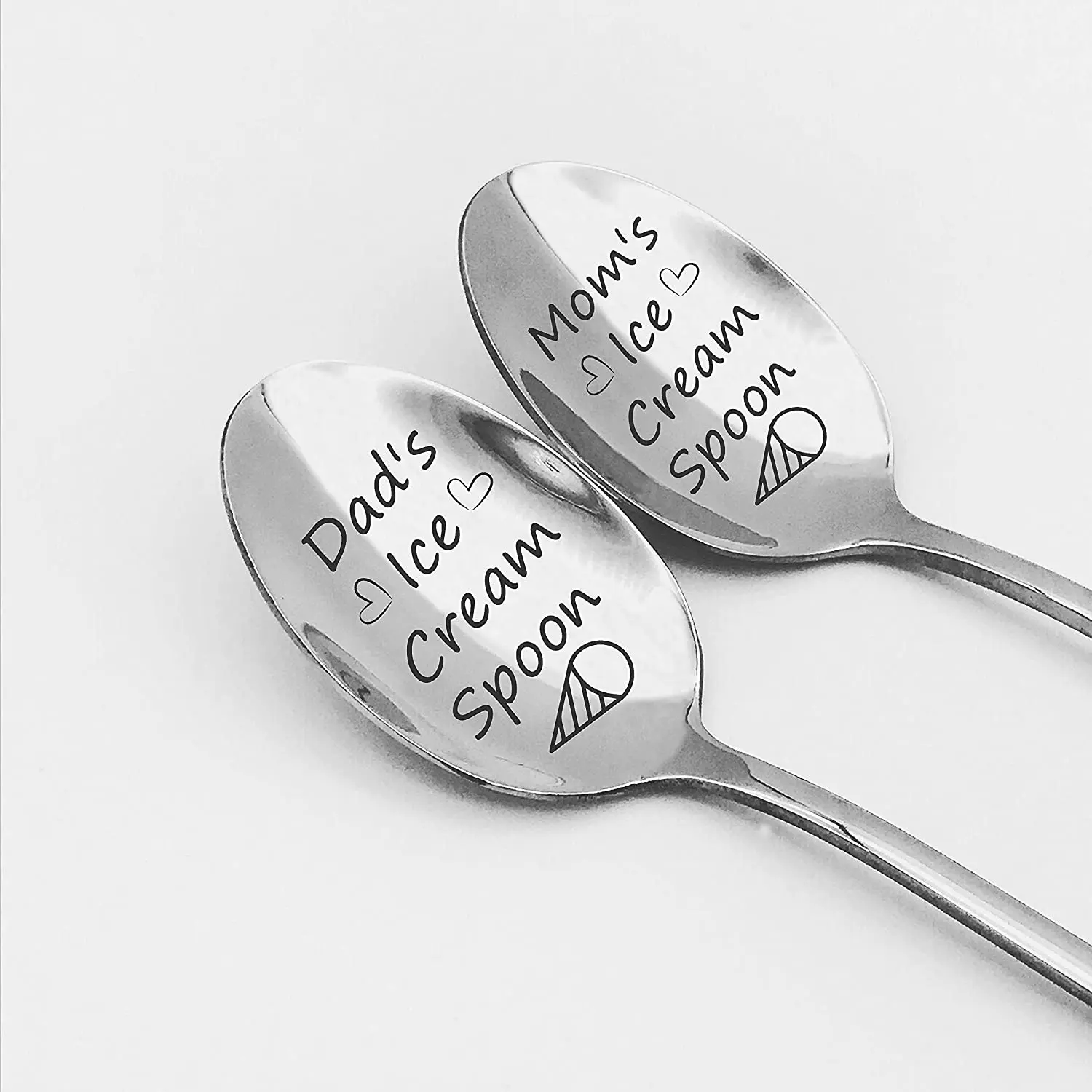 

Dad's/Mom's Ice Cream Spoon Stainless Steel Spoon Engraved Cartoon Spoon to Family Friends Ideas For Christmas Gifts Diy Custom