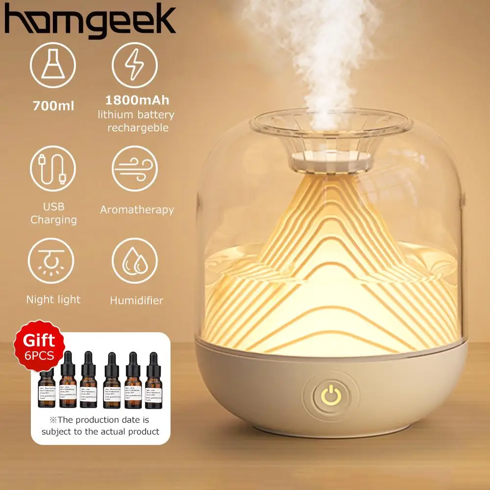 

Air Humidifier Mini Desktop Aromatherapy 1800mAh USB Atmosphere Lamp 700ml Large Capacity Home Humidifier Bedroom Air Purifier