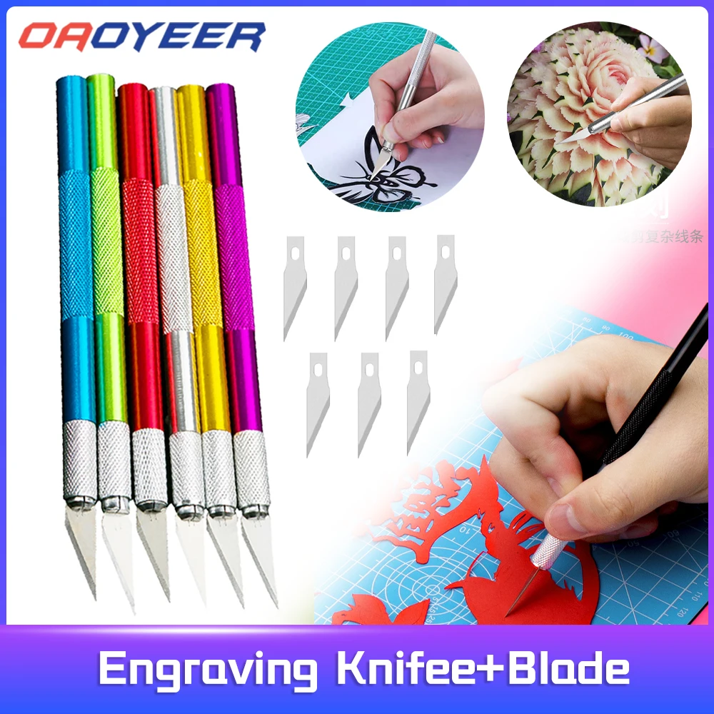 

1 Set Craft Knife with Blade Craft Engraving Phone Repair Cutter Tool Non-slip Knife Sculpture Pastry Cutter Paper Cutting Tools
