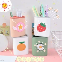 1pcs kawaii pen holder desktop organizer cute cartoon office accessories stationery pencil cosmetics storage box school supplies