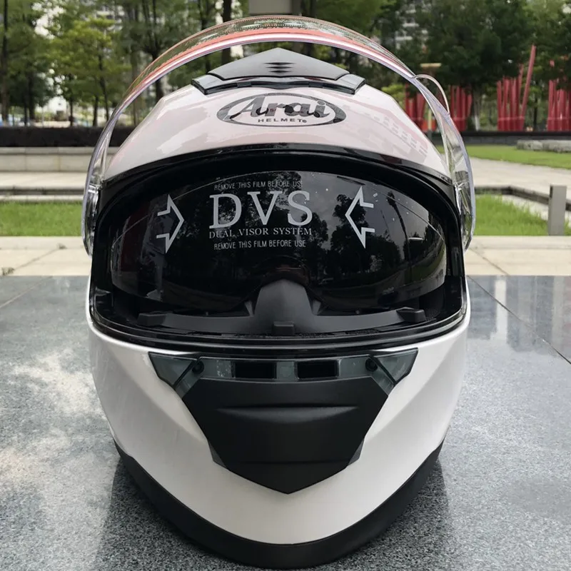 

Double lens full-face helmet.For recreational and cruise motorcycle protection helmets,rally and beach Car helme Bright white