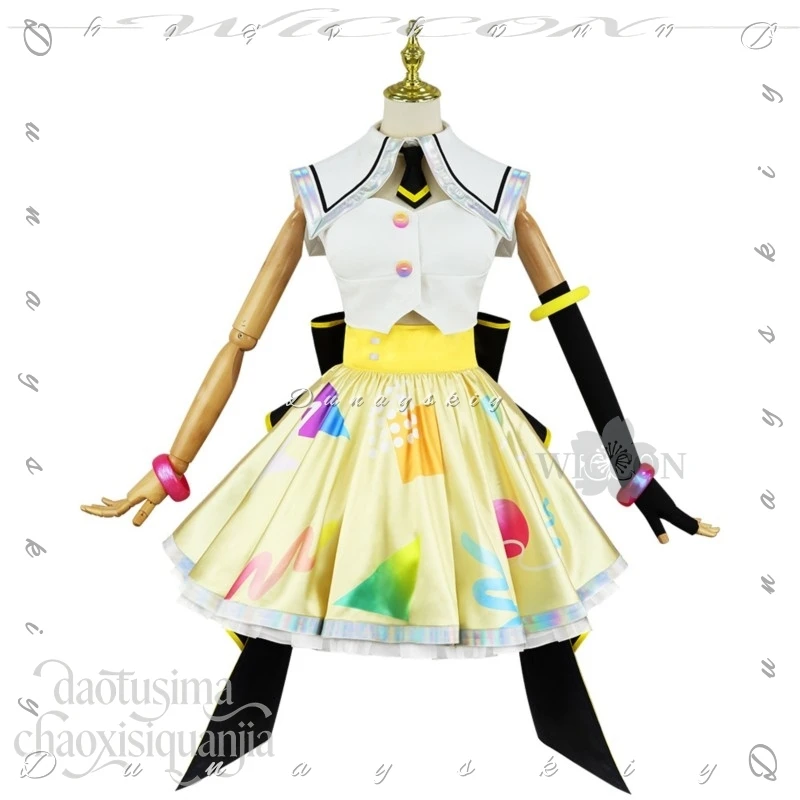 Косплей Арале Накамачи из аниме-игры BanG Dream! Костюм Кавайи Идол: Желтое милое платье с бантом, ушками кошки Неко и пушистыми аксессуарами для Хэллоуина (art.: 3920d969702ea) - 3920d969702ea