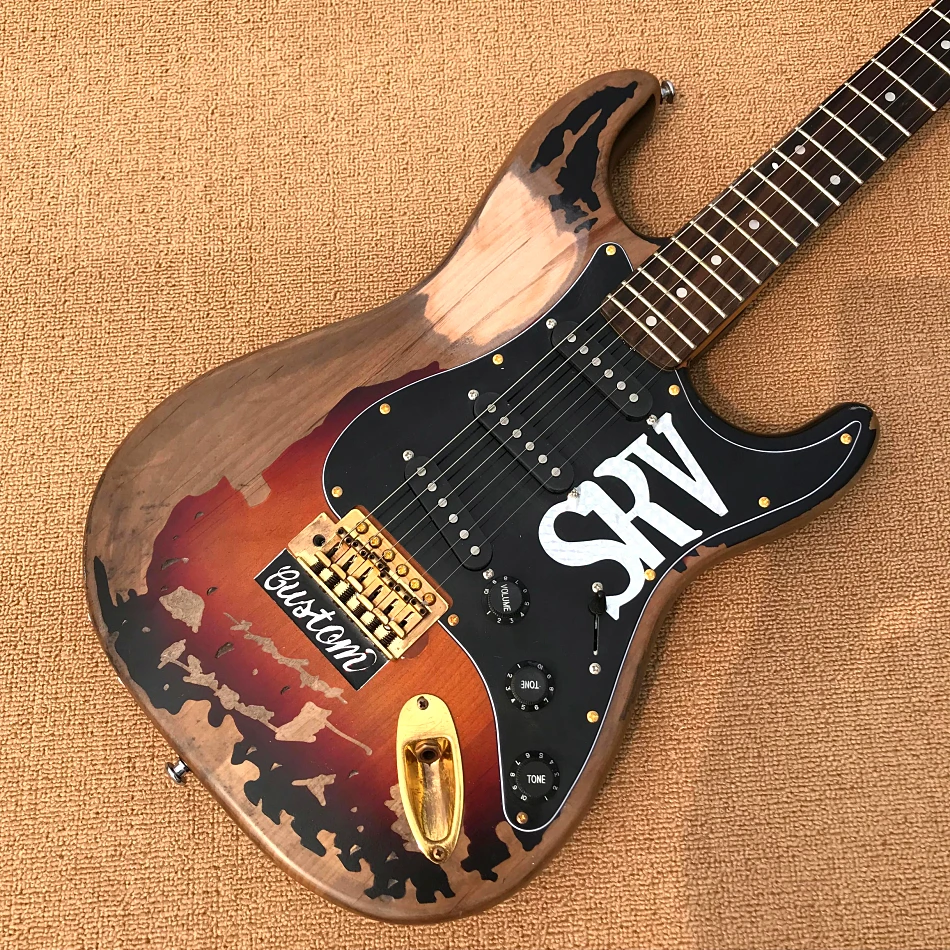 

SRV Stevie Ray Vaughan Aged Relic ST Electric Guitar Alder Body Rosewood Fingerboard High Quality Guitarra Free Shipping