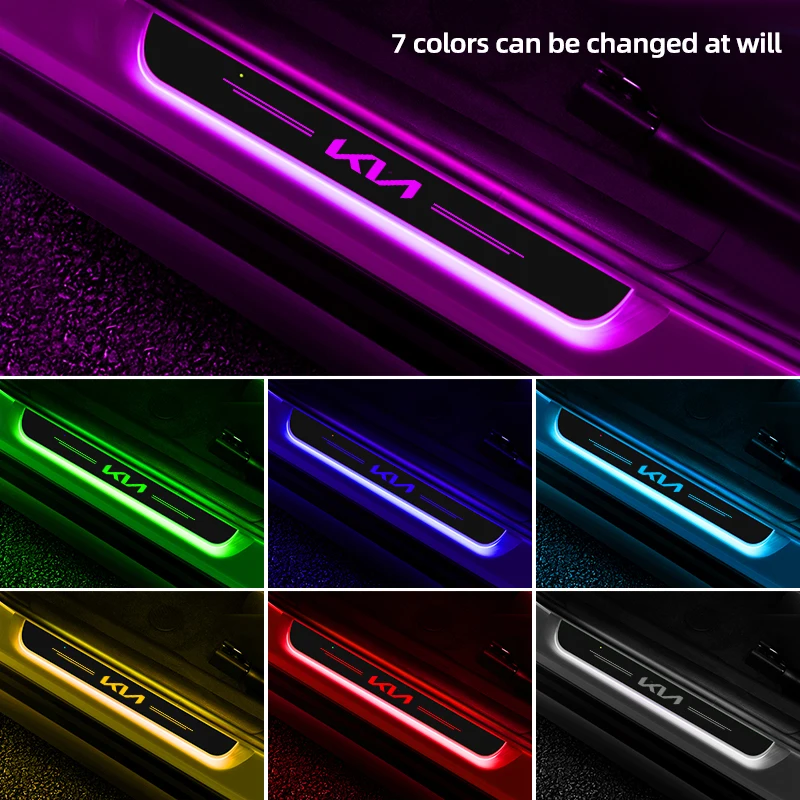 

Led Lights Welcome Threshold Protection With Colorful Mode Door Car Logo For Kia Ceed Sportage Picanto Cerato Seltos Soul Rio