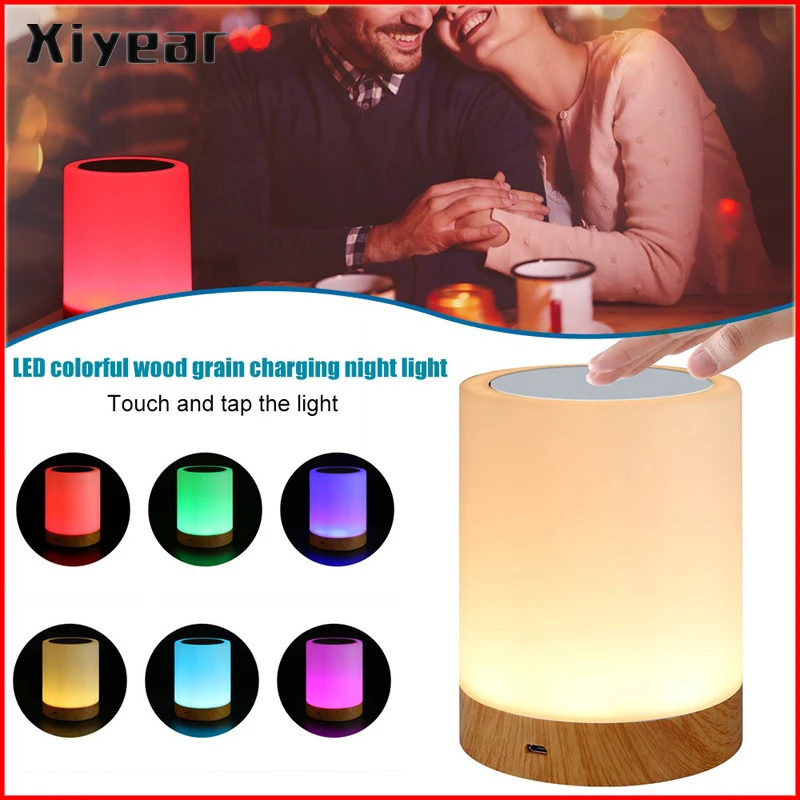 

Прикроватный светодиодный светильник с USB-зарядкой и сенсорным управлением, приглушаемая настольная лампа, ночсветильник RGB для гостиной, с...