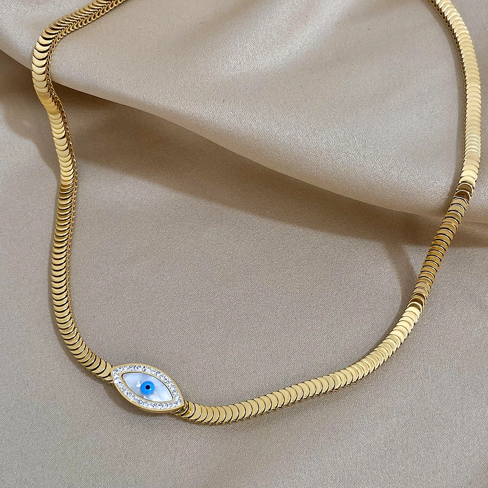 Женское колье из нержавеющей стали с золотым покрытием