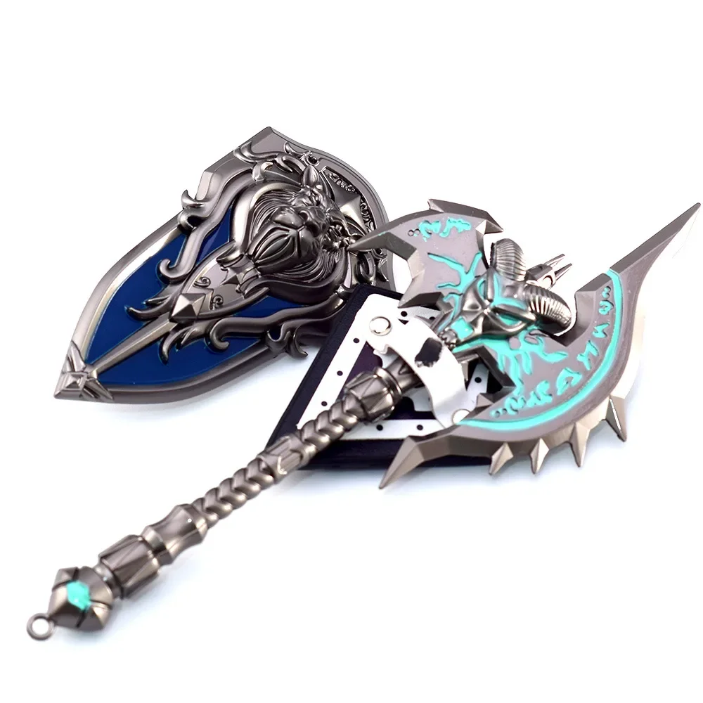 18 см World of Warcraft Shadowmourne Axe со щитом игровая периферия модель украшения с брелоком