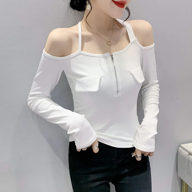 

New Korean Fashion Casual Mesh See-through Splicing Hot Fix Woman Tshirts Women Sexy Tops Female Ladies Slim Clothes Py8661